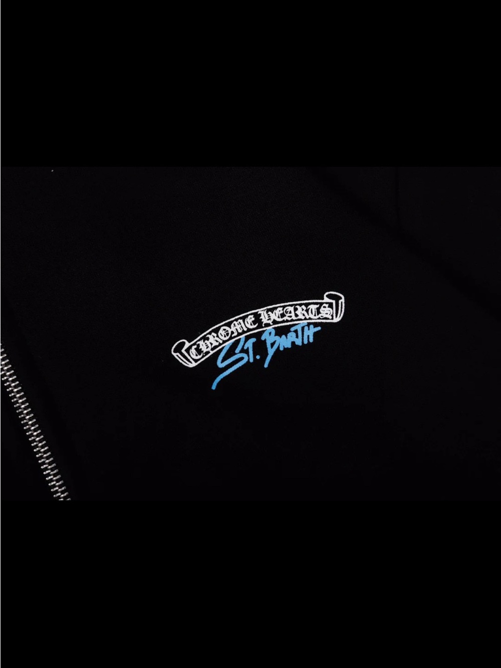 Chrome Hearts Black Hoodie with White Emblem and Light Blue Script - Picture 4 of 5